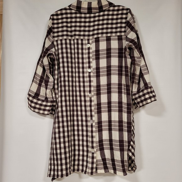 Soft Surroundings Huntleigh Plaid Gingham Asymmetrical Twill Tunic Size Medium - Picture 4 of 12